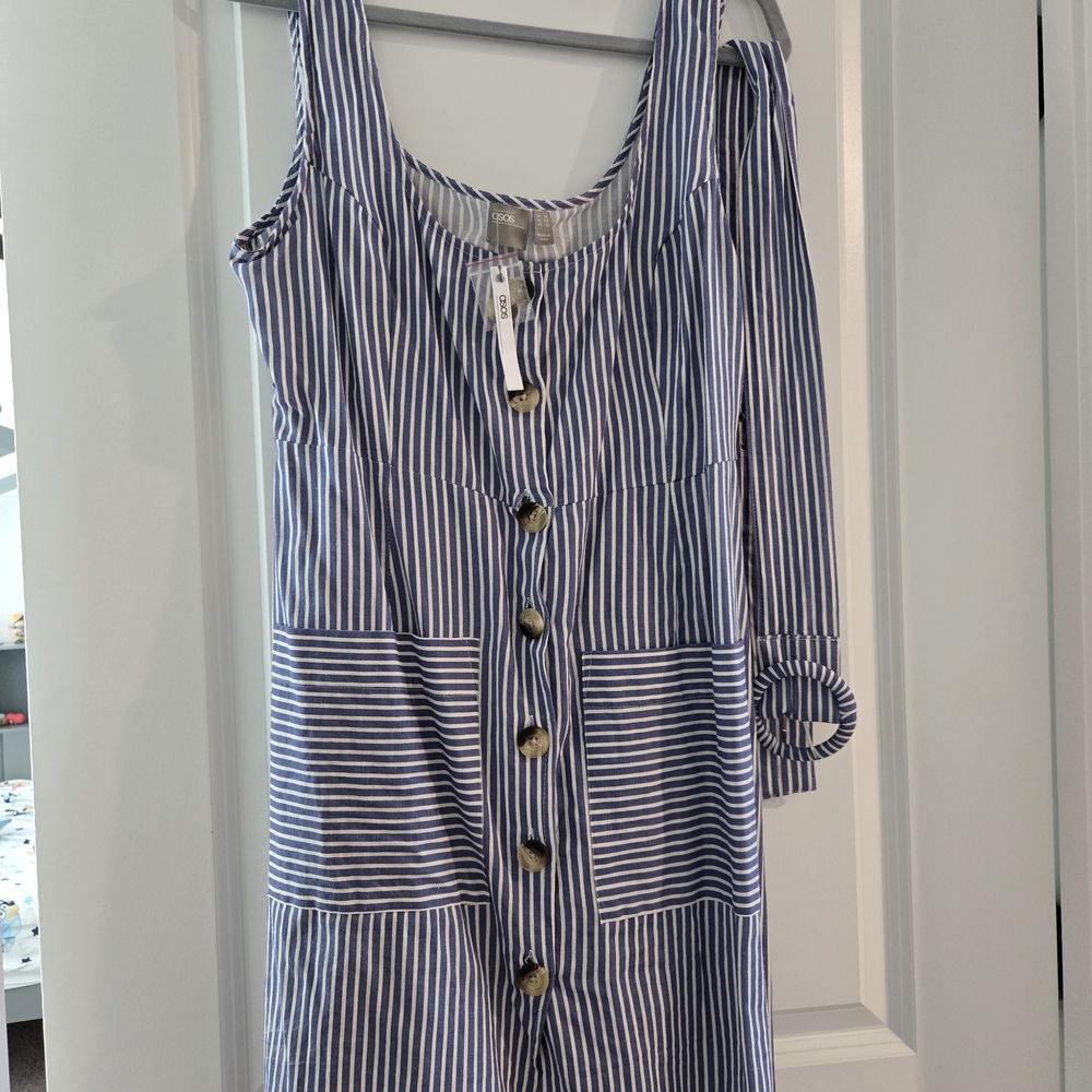 ASOS Blue and White Striped Mini Dress